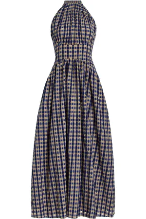 Rosie Assoulin Halt(Er) In The Name of Love Checked-Seersucker Midi Dress
