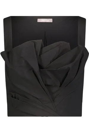 LELA ROSE Cotton-Blend Poplin Draped Top