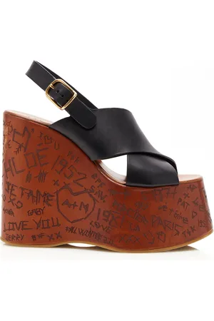 Chloé Maxime Carved Leather Wedge Sandals