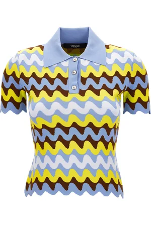 VERSACE Patterned Jacquard Knit Polo Sweater