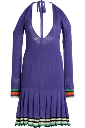 Christopher John Rogers Exclusive Riviera Cold-Shoulder Ribbed-Knit Mini Dress