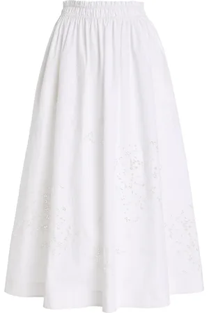 Lafayette 148 Cutout Cotton Poplin Midi Skirt