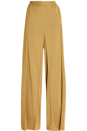 BEVZA Pin-Tucked Crepe Wide-Leg Trousers