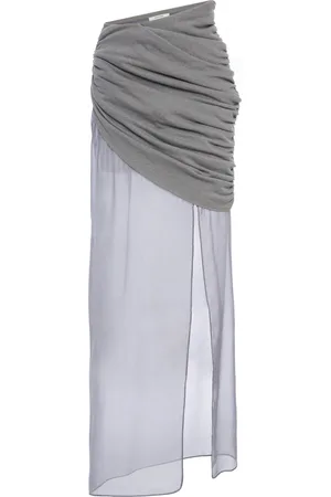 Nensi Dojaka Ingrid Sheer-Hem Draped Cotton Skirt