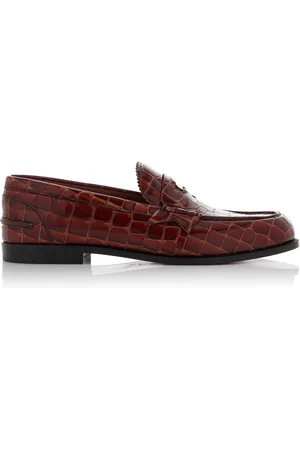 Christian Louboutin Donna Croc-Embossed Leather Penny Loafers