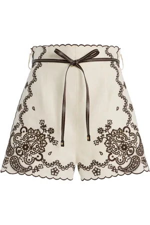 ZIMMERMANN Ascension Embroidered Linen Shorts