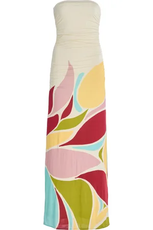 Cala De La Cruz Exclusive Riviera Daphne Strapless Printed Jersey Maxi Dress