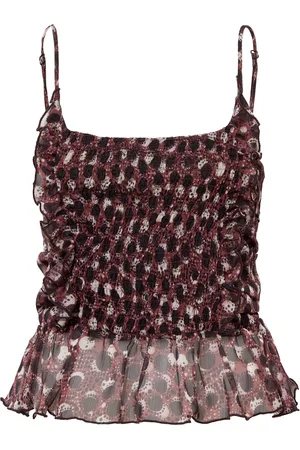 SIEDRES Sventini Ruched Polka-Dot Peplum Top