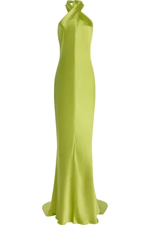 Francesca Miranda Olivia Cross-Halter Silk Maxi Dress