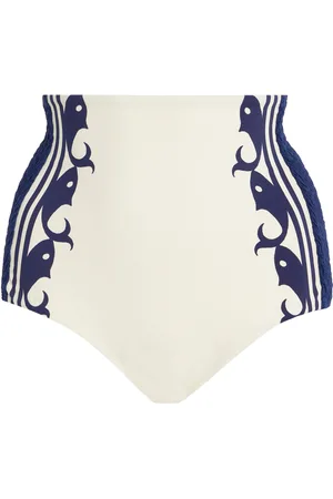 ALÉMAIS Marine Smocked High-Waisted Bikini Bottom