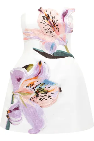 LEO LIN Rosario Floral-Appliquéd Crepe Mini Dress