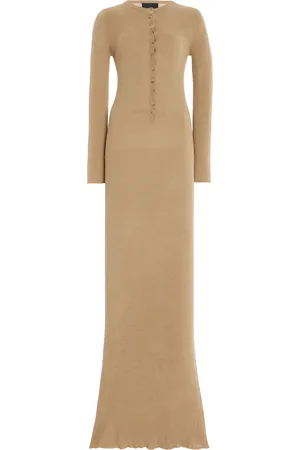 NILI LOTAN Roxy Buttoned Knit Silk Maxi Dress