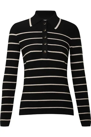 ZIMMERMANN Crush Striped Knit Polo Top
