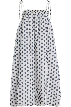 SEA Paulina Polka-Dot Cotton Midi Bubble Coverup Dress