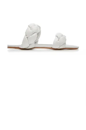 Miu Miu Puffy Braided Leather Slide Sandals