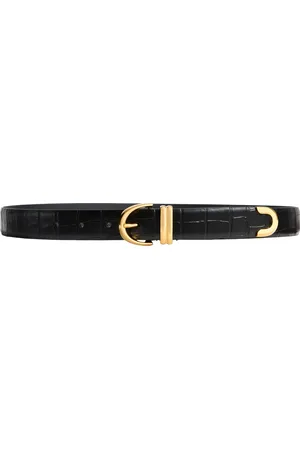 Khaite Bambi Skinny Croc-Effect Leather Belt