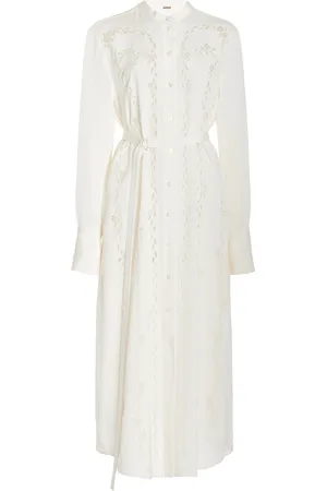 ADAM LIPPES Memphis Broderie Anglaise Silk-Crepe Midi Shirt Dress