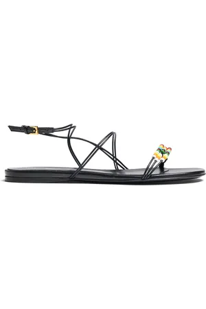 Khaite Loop Beaded Leather Sandals