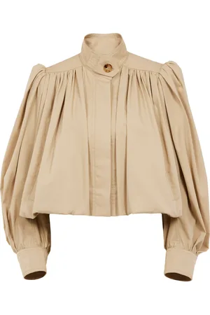 Chloé Puff-Sleeve Organic Cotton Gabardine Cropped Jacket