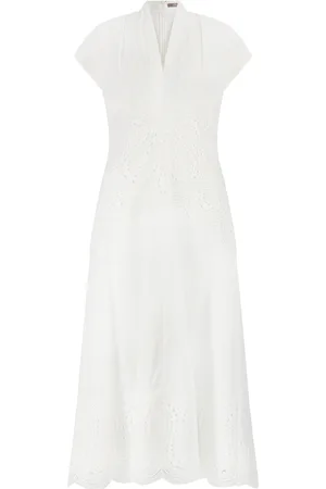 LELA ROSE Lace-Paneled Cotton Poplin Midi Dress