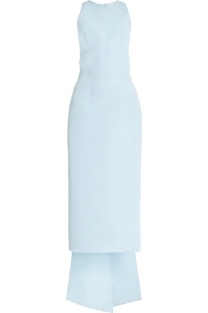 MONIQUE LHUILLIER Cut-Out Tie-Detailed Silk Faille Column Gown