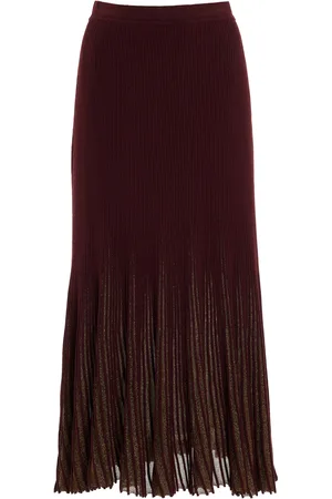 ULLA JOHNSON Vera Pleated Sunburst-Knit Midi Skirt