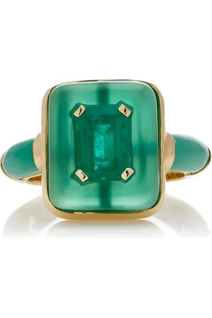 Sauer Alix 18K Yellow Gold Emerald; Agate Ring