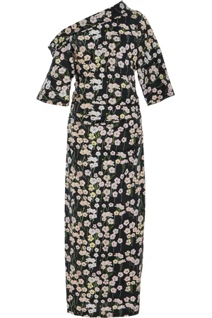 Bernadette Bowery Off-The-Shoulder Buttercup-Print Cotton-Linen Maxi Dress