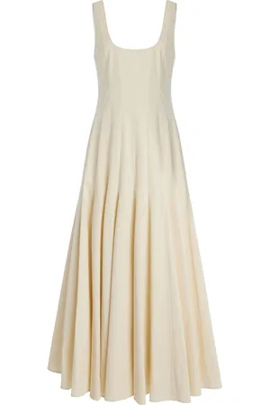 Another Tomorrow Flared Cotton Midi Dress