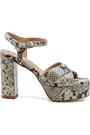 Andrea Gomez Bella Snake-Effect Leather Platform Sandals