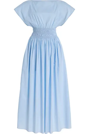 MATTEAU Shirred-Waist Organic Cotton Midi Dress
