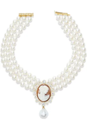 Marlo Laz The Artemis 14K Yellow Gold Pearl Cameo Necklace