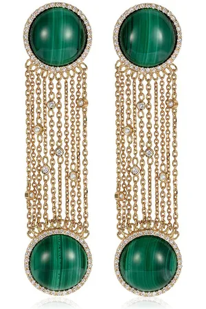Nevernot Ready 2 Discover 18K Yellow Gold Malachite; Diamond Earrings