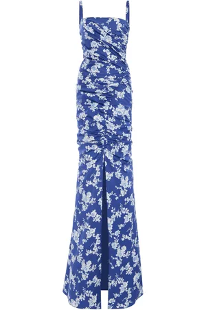 Carolina Herrera Asymmetric Ruched Stretch-Cotton Gown