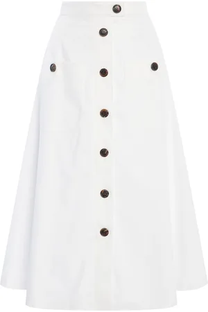 Carolina Herrera Buttoned Stretch-Cotton Midi Skirt
