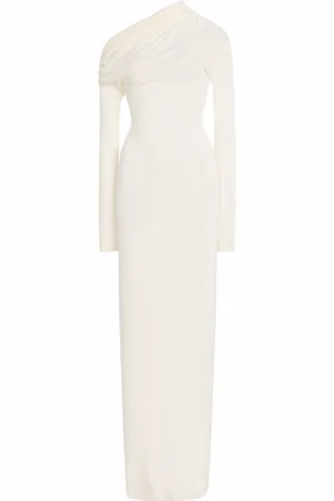AYA MUSE Zenith Off-The-Shoulder Draped Silk-Blend Maxi Dress