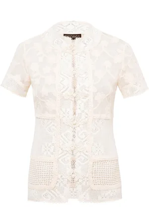 SIEDRES Syrine Lace Patchwork Cotton Top