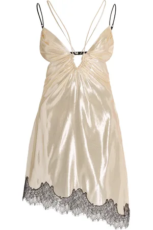 Nensi Dojaka Lace-Trimmed Satin Mini Dress