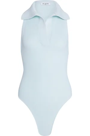 Alaïa Racerback Knit Polo Bodysuit