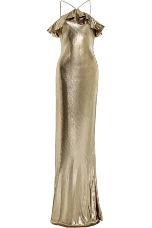 RODARTE Ruffled Lamé Halter Gown