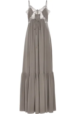 Chloé Tiered Lace-Trimmed Silk Maxi Dress