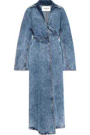 Alaïa Spiral Denim Trench Coat