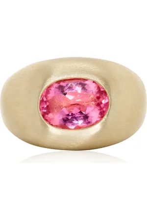 JACQUIE AICHE 14K Yellow Gold Oval Tourmaline Large Dome Satin Ring