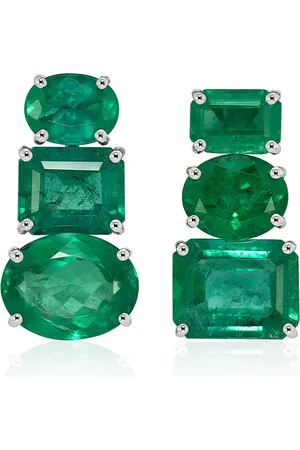 Sauer 18k White Gold Three Stone Earrings