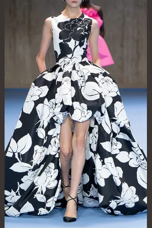 Carolina Herrera Printed Taffeta High-Low Gown