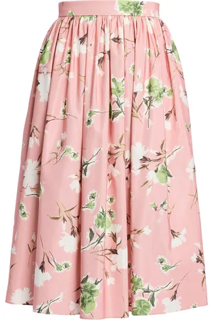 Erdem Floral Cotton-Blend Gathered Midi Skirt
