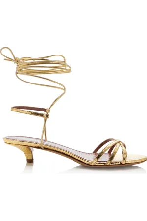 PARIS TEXAS Linda Lace-Up Python-Effect Leather Sandals