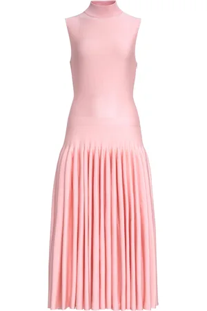 Alaïa Drop-Waist Knit Cotton Midi Dress