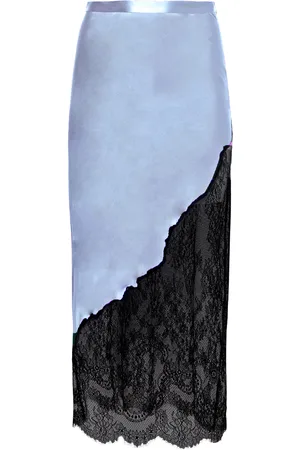 FLEUR DU MAL Silk and Lace Midi Skirt