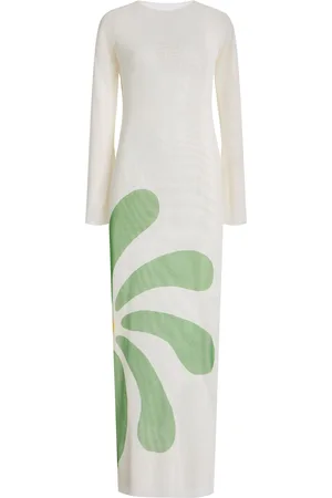 Cala De La Cruz Tania Printed Mesh Maxi Dress